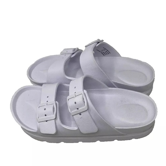 No Boundaries Women's Two Buckle Slide White Slip On Sandals 7 - Picture 4 of 9